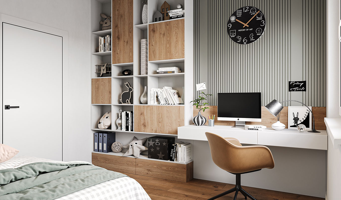 Arbeitsplatz im Gästezimmer – Visualisierung